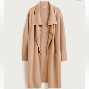 J Crew Juliette Tan Casual Collarless Open Cardigan Sweater. Size Medium.